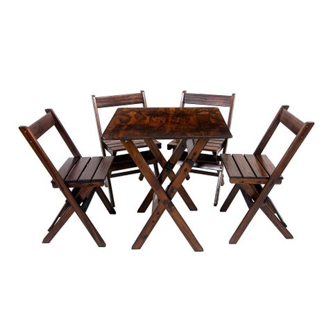 Mesa 70x70 de Bar com 4 Cadeiras Dobravel Madeira Premium Mel