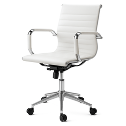 Kit 6 Cadeiras de Escritório Diretor Eames em Couro - Branco - 11