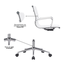 Ver imagem 4 de Kit 6 Cadeiras de Escritório Diretor Eames em Couro - Branco