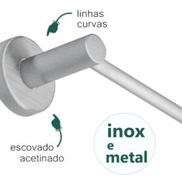Porta Toalha de Banheiro 55cm Grego Metal Acessório Redondo Escovado Acetinado Athenas - 3