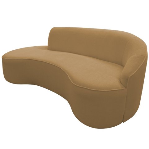 Sofá Curvo 02 Lugares 150cm Braço Esquerdo Eron Bouclê Camel - CasaePoltrona