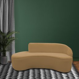 Sofá Curvo 02 Lugares 150cm Braço Esquerdo Eron Bouclê Camel - CasaePoltrona - 2