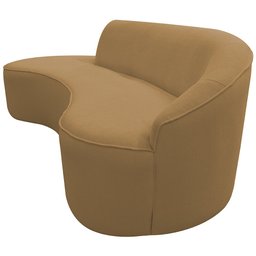 Sofá Curvo 02 Lugares 150cm Braço Esquerdo Eron Bouclê Camel - CasaePoltrona - 6