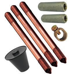 Kit 3 Haste Terra 5/8"x2,4m C/rosca Prolongavel Luva Grampo Caixa - 1