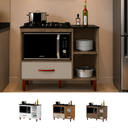 Ver mais imagens de Balcão para Cooktop 5 Bocas com Nicho Micro-Ondas e Gaveta Córdoba Cozinha Córdoba - Canela/Off