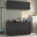 Ver imagem 1 de Conjunto Lavanderia Multiuso Armário Aéreo e Balcão 4 Portas Multimóveis Mp5054 Preto/natural