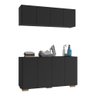 Conjunto Lavanderia Multiuso Armário Aéreo e Balcão 4 Portas Multimóveis Mp5054 Preto/natural - 2