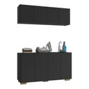 Ver imagem 2 de Conjunto Lavanderia Multiuso Armário Aéreo e Balcão 4 Portas Multimóveis Mp5054 Preto/natural