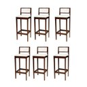 Ver imagem 2 de Kit 6 Banquetas Estofada em Linho Encosto Palhinha Bruna:imbuia com Linho Cru