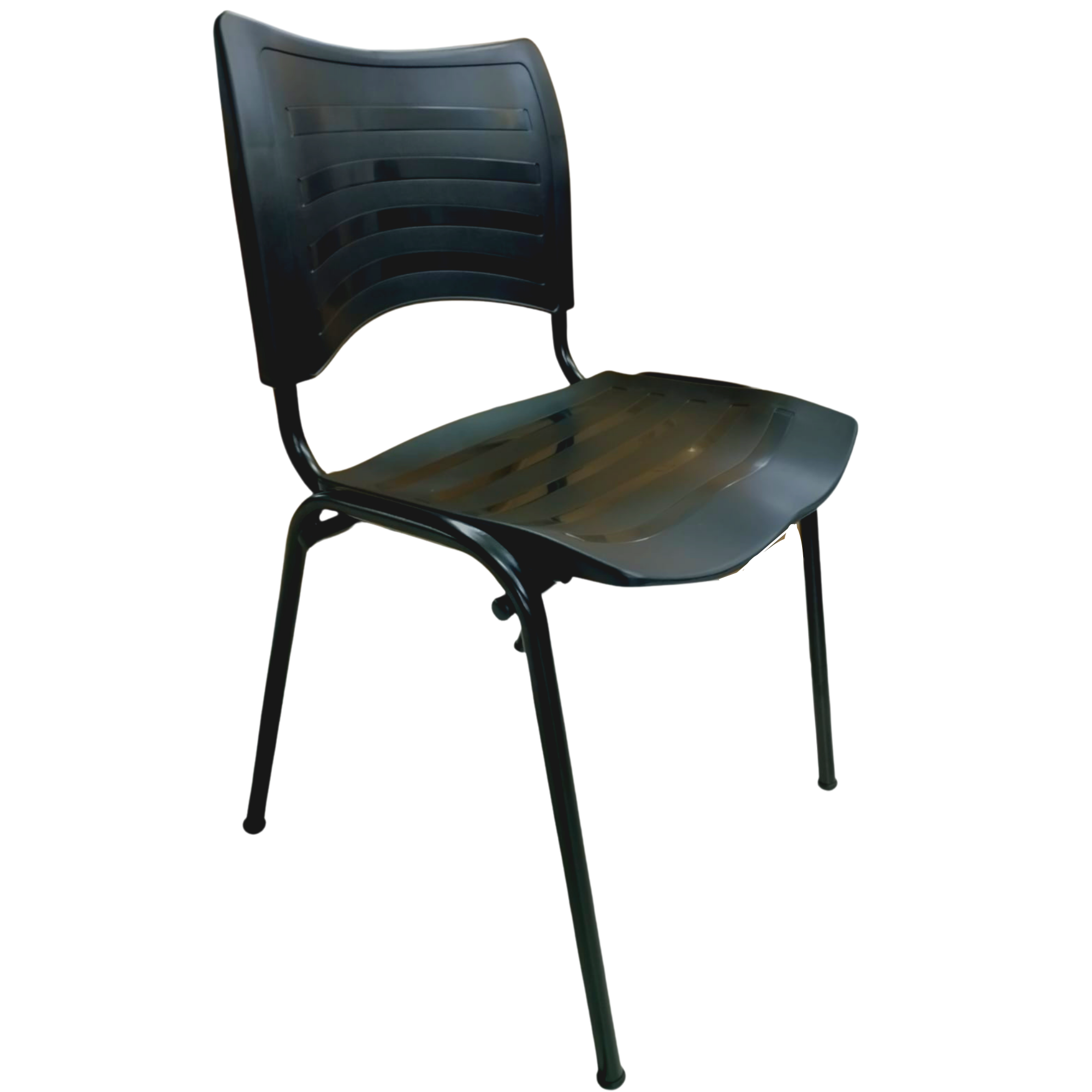 Cadeira Plástica Empilhável Preta Confortável Escritório Bar