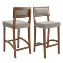 Ver imagem 3 de Conjunto Bistro Caribe com 2 Banquetas Comfort Pés em Madeira Maciça Premium Sacada Pub Cor Bege