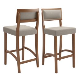 Conjunto Bistro Caribe com 2 Banquetas Comfort Pés em Madeira Maciça Premium Sacada Pub Cor Bege - 3