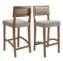Ver imagem 3 de Conjunto Bistro Caribe com 2 Banquetas Comfort Pés em Madeira Maciça Premium Sacada Pub Cor Bege
