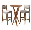 Ver imagem 1 de Conjunto Bistro Caribe com 2 Banquetas Comfort Pés em Madeira Maciça Premium Sacada Pub Cor Bege