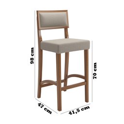 Conjunto Bistro Caribe com 2 Banquetas Comfort Pés em Madeira Maciça Premium Sacada Pub Cor Bege - 9