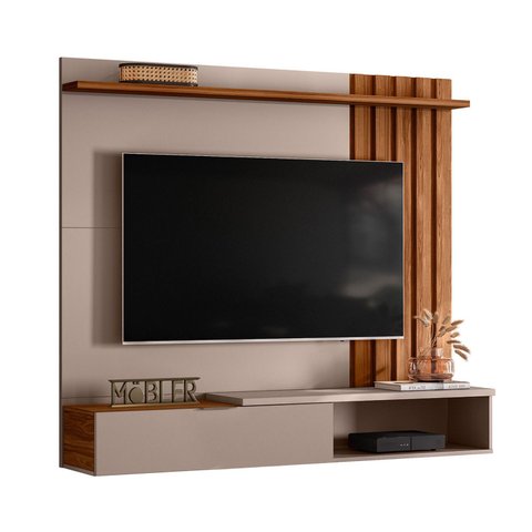 Home Rack Painel Suspenso 1.6 Vegas Sala para Tv de 65 Polegadas Grigio Fosco com Cinamomo Mel
