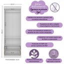 Ver imagem 3 de Guarda-roupa Infantil 62cm 2 Portas com Vidro e 2 Gavetas Teddy Multimóveis Mp4486 Branco