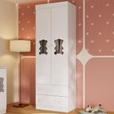 Ver imagem 1 de Guarda-roupa Infantil 62cm 2 Portas com Vidro e 2 Gavetas Teddy Multimóveis Mp4486 Branco