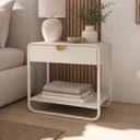 Ver imagem 2 de Mesa de Cabeceira Industrial Orgânico 1 Gaveta 60cm Alek A03 Off White - Lyam Decor