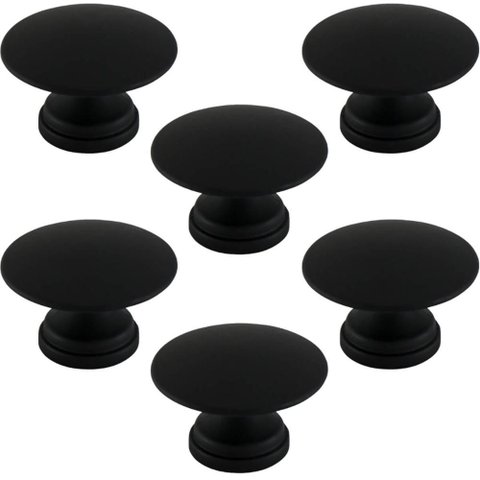 Conjunto de 6 Puxadores 200 Tucson Ponto Preto Fosco para Móveis Armários e Gavetas