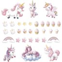 Ver imagem 2 de Adesivo Papel de Parede Infantil Unicórnios Cupcake Estrela