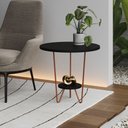 Ver imagem 3 de Mesa Lateral Redonda Industrial Italy Ferro Cobre e Tampo Preto