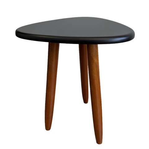 Mesinha de Canto Pé Palito Retrô Pequena 37cm com Pés de Madeira:Preto