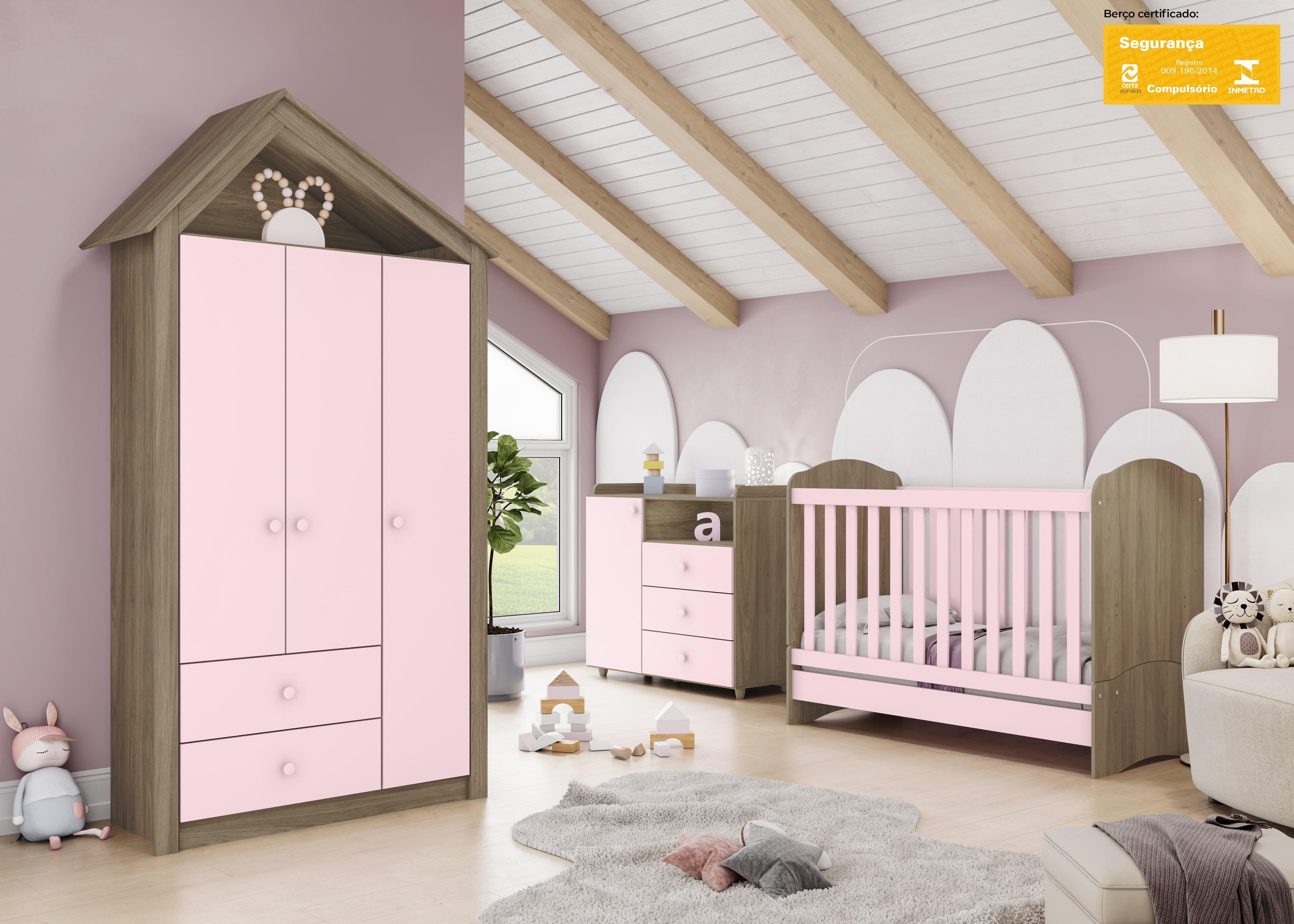 Dormitório Infantil Casinha Rustico/rosa - Henn