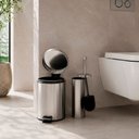 Ver imagem 7 de Kit Lixeira 3L com Pedal e Escova Sanitária Fechamento Suave Banheiro Premium Inox Prata Brinovar
