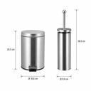 Ver imagem 5 de Kit Lixeira 3L com Pedal e Escova Sanitária Fechamento Suave Banheiro Premium Inox Prata Brinovar
