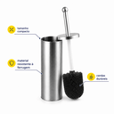 Ver imagem 2 de Kit Lixeira 3L com Pedal e Escova Sanitária Fechamento Suave Banheiro Premium Inox Prata Brinovar