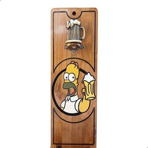 Abridor Garrafas Entalhado Homer Simpson com Caneca e Caixa:marrom