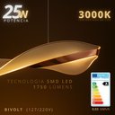 Ver imagem 4 de Lustre Pendente Dourado Rose Linear Moderna Led 25w 3000k Rose Gold