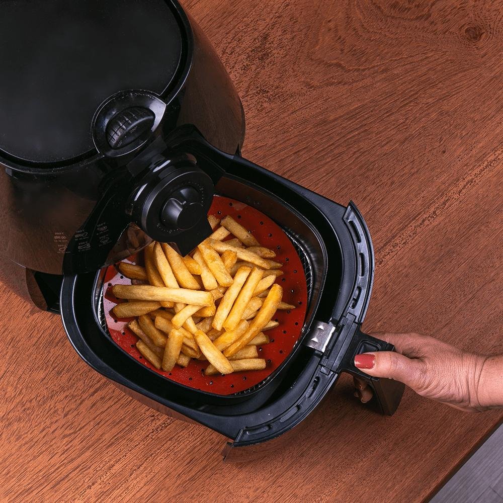 Tapete Perfurado de Silicone para Air Fryer 19 Cm Ø Vermelho Vem - 5