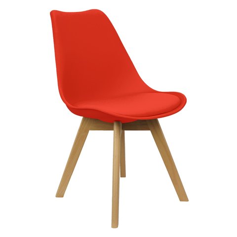 Cadeira Charles Eames Leda Luisa Saarinen Design Wood Estofada Base Madeira - Vermelho
