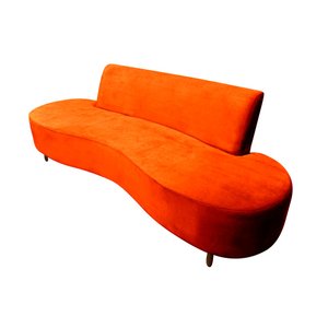 Sofá Decorativo Curvo 3 Lugares Sofisticado Siena:terra Cota