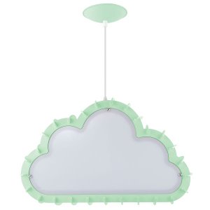 Luminária Pendente Madeira Nuvem 50cm Soquete E27 Infantil:Verde Água