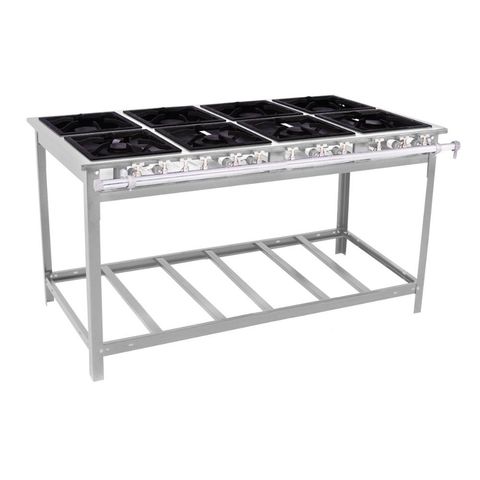 Fogão Industrial Profissional Extra Inox 8 Bocas 4 Duplas com Espera para Forno Ei8d4e - Venâncio