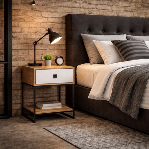 Mesa de Cabeceira Cama Lateral Mesinha P/ Abajur Luminária:branco