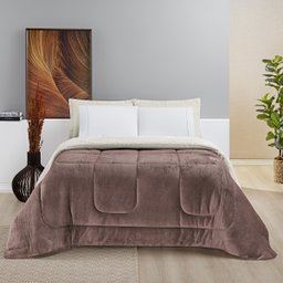Coberdrom Queen Edredom 1 Peça Lã Carneiro Sherpa Fleece Microfibra Cobertor Manta Grosso Rosê - 1