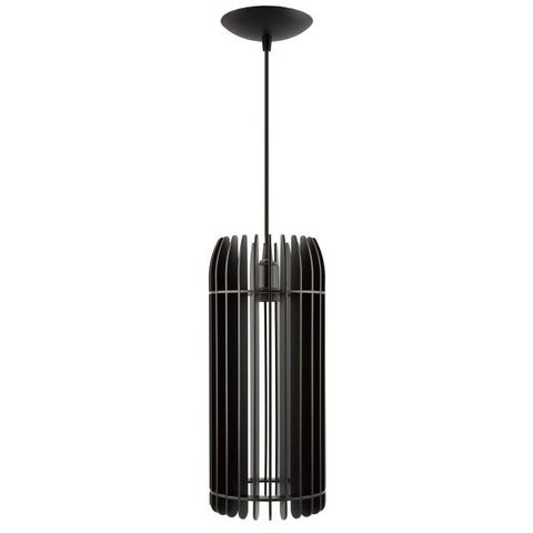Luminária Pendente Madeira Tubo 35cm Soquete E27 Sala Quarto:preto