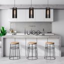 Ver imagem 4 de Luminária Pendente Madeira Tubo 35cm Soquete E27 Sala Quarto:preto