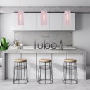 Ver imagem 4 de Luminária Pendente Madeira Tubo 35cm Soquete E27 Sala Quarto:rosa Claro