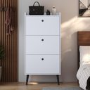 Ver imagem 2 de Kit Sapateira Vertical 3 Gavetas Basculantes Branco 2 Mesinhas Canto Quarto Nicho Preto/Cinamomo