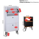 Ver imagem 4 de Kit Sapateira Vertical 3 Gavetas Basculantes Branco 2 Mesinhas Canto Quarto Nicho Preto/Cinamomo
