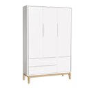 Ver imagem 1 de Guarda-Roupa Retrô 3 Portas Classic New Branco Fosco com Natural - MoveisAqui
