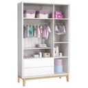 Ver imagem 5 de Guarda-Roupa Retrô 3 Portas Classic New Branco Fosco com Natural - MoveisAqui