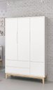 Ver imagem 2 de Guarda-Roupa Retrô 3 Portas Classic New Branco Fosco com Natural - MoveisAqui
