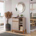 Ver imagem 6 de Aparador Bar Lizz Adega Pés de Madeira Maciça Barzinho- Off White C/ Cedro