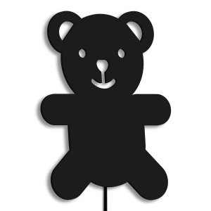 Luminária Abajur Parede Urso B Madeira G9 30cm Decoração:Preto